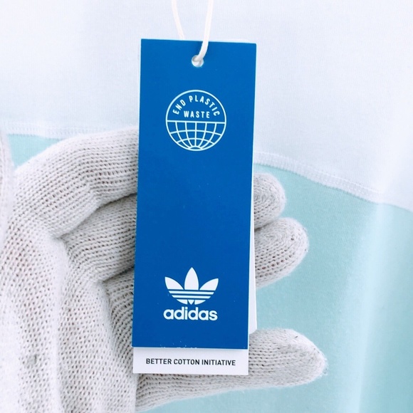 Adidas Originals Mens T Shirt White Teal Colorblock Trefoil Center Logo Sz M - Picture 13 of 14